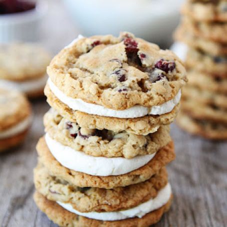 Oatmeal Cranberry Sandwich Cookies with White Chocolate Creme Filling