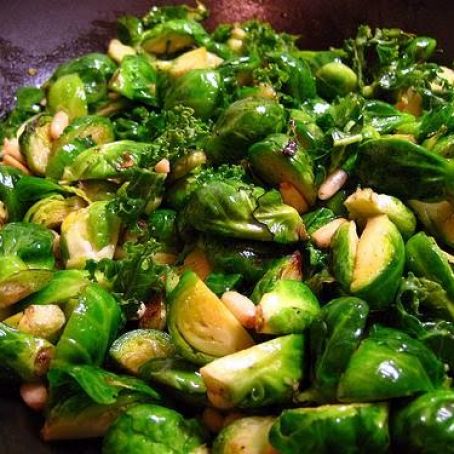 Braised Brussel Sprouts With Pine Nuts