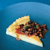 Chess Pie with Blackened Pineapple Salsa and Caramel Sauce