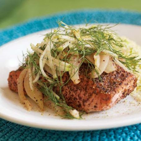 Sear-Roasted Salmon with Honey-Glazed Fennel