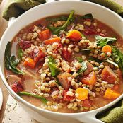 Lentil-Toasted Barley Soup with Sausage