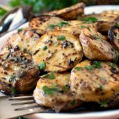grilled potatoes with mustard sauce