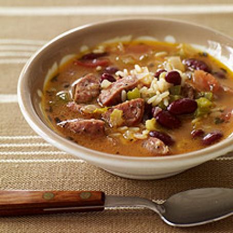 Slow Cooker Red Bean, Sausage and Rice Soup