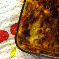 Vegetable, bacon and parmigiana lasagna