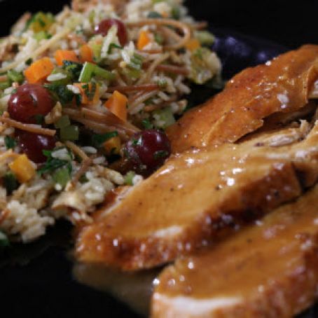 Turkey breast with apple, squash rice pilaf & cranberry relish
