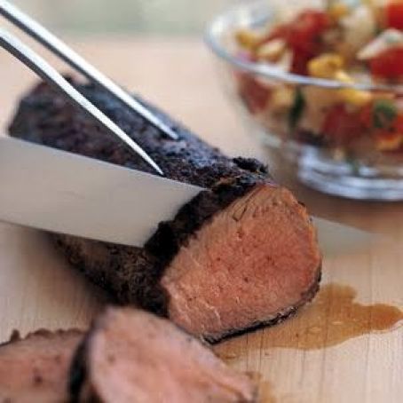 Chili-Rubbed Pork with Corn Salsa (Ancho Chili Powder)