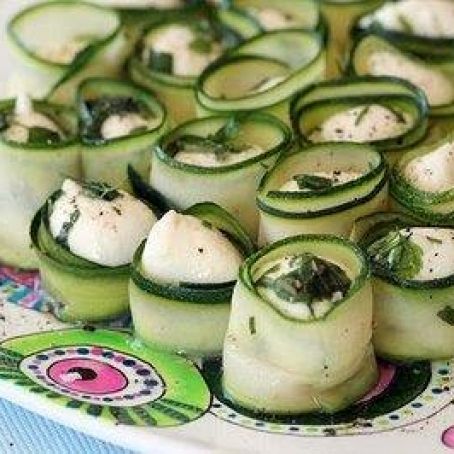 Zucchini Rolls with Herb-Marinated Mozzarella Balls
