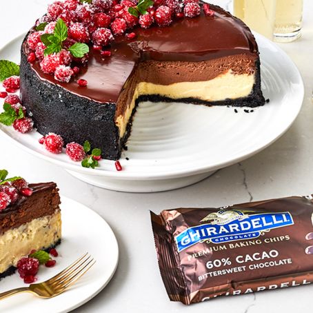  GHIRARDELLI LAYERED CHOCOLATE CHEESECAKE WITH GANACHE GLAZE