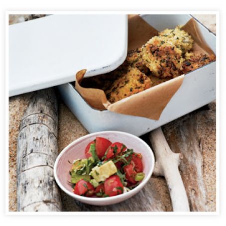 Millet Falafel with Avocado + Tomato Relish