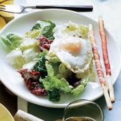 FRIED EGG CAESAR SALAD w/PROSC BREAD STKS