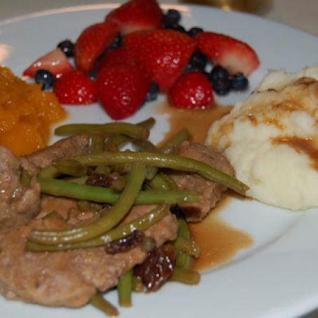 Balsamic Glazed Pork Chops, Carrots, Green Beans, Blackberries, and Strawberries