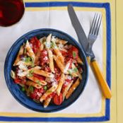 Pasta with Grape Tomatoes, Ham and Peas