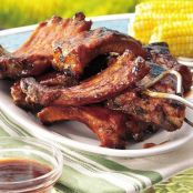 Grilled Ribs with Cherry Cola Barbecue Sauce