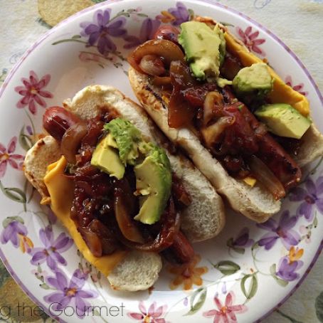 Hotdogs with Onion and Tomato Relish