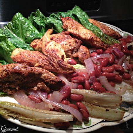 Sautéed Lemon Chicken with Warm Romaine and Bean Salad