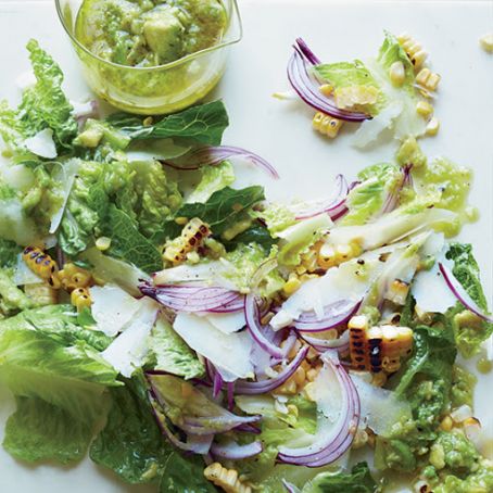 Romaine and Charred Corn Salad with Avocado Dressing