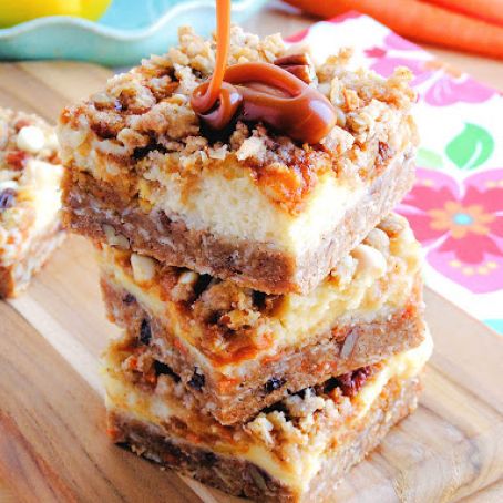 Carrot Cake Cheesecake Crumb Bars