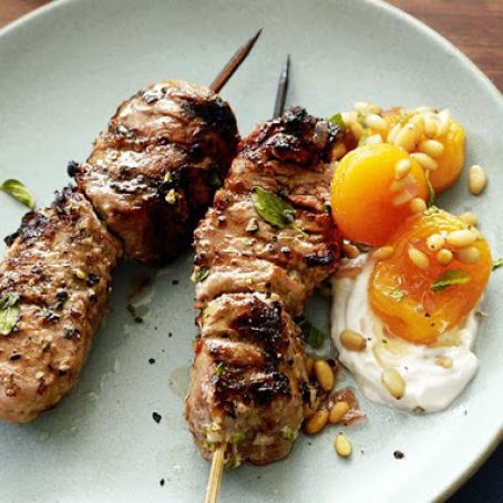 Pork Souvlaki with Honeyed Apricots