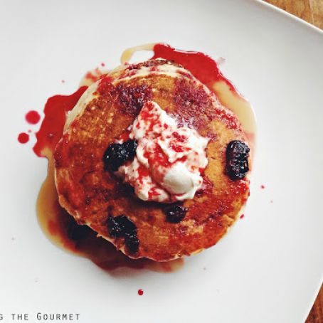Pancakes with Blueberry Ginger Sauce