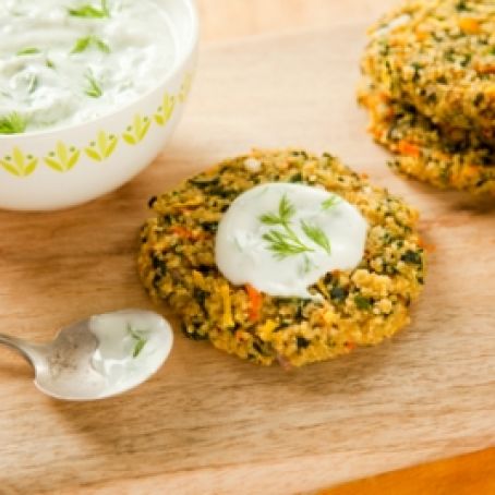 Quinoa Garden Cakes with Lemony Yogurt