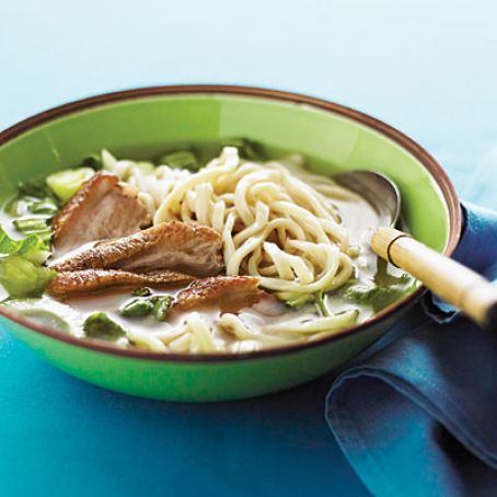 Noodle Bowl with Ground Chicken and Greens