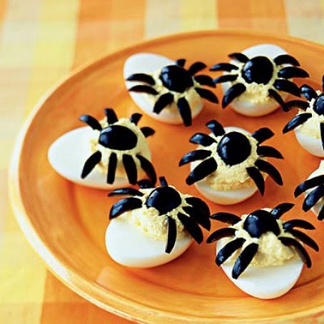 Spooky Deviled Eggs with Bacon