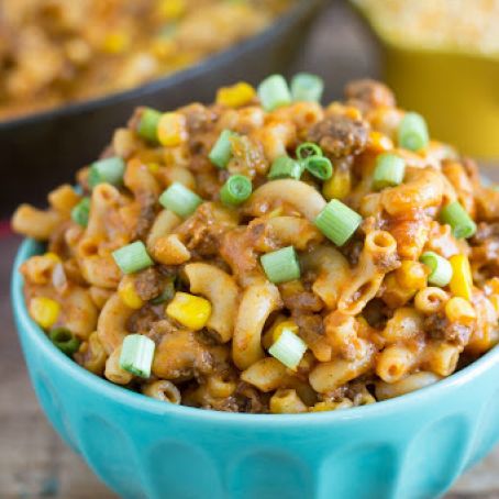 One Skillet Easy Cheesy Taco Pasta