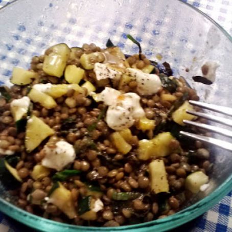Warm Lentils with Zucchini and Herbs