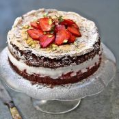 Gluten Free Dark Chocolate Strawberry Mascarpone Gateau