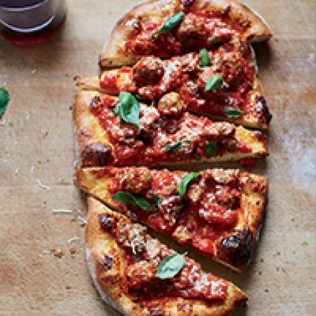 Pizza with Baked Meatballs
