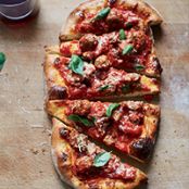 Pizza with Baked Meatballs