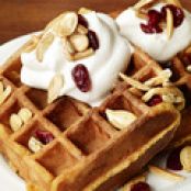 Pumpkin Waffles With Trail-Mix Topping