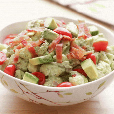 Bacon Avocado Tomato Pasta Salad with Avocado Ranch Dressing