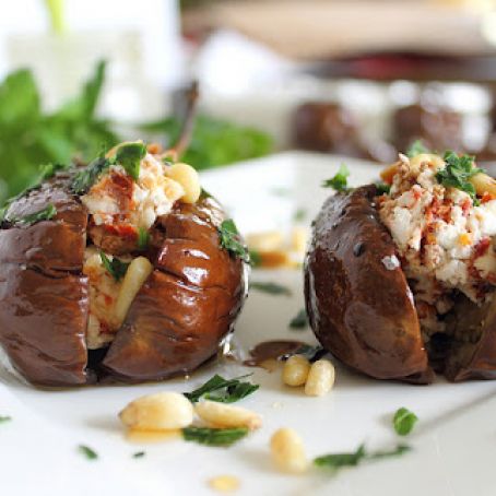 Eggplants (Baby) Roasted with Goat Cheese Stuffing