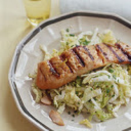 Soy-Ginger Grilled Salmon and Napa Sesame Slaw