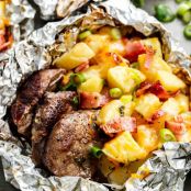Garlic Steak & Cheesy Bacon Potato Hash Foil Packs