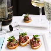 Crostini with Beef Tartare and White Truffle Oil