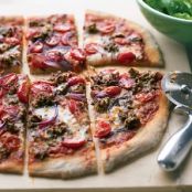 Hamburger and Grape Tomato Pizza