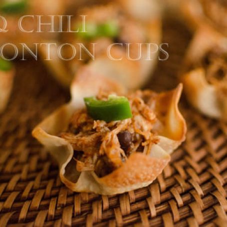 BBQ Chili Chicken Wonton Cups