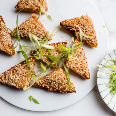 Shrimp Toasts with Sesame Seeds and Scallions