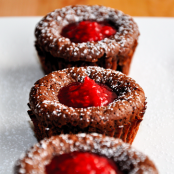 Chocolate Lava Cakes with Red Raspberry Sauce