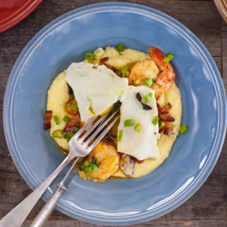 Shrimp 'N Grits with Bacon Bits and Eggs