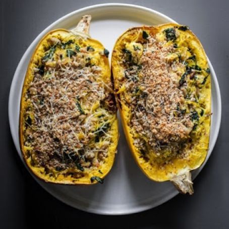 Tuscan Kale + White Bean Spaghetti Squash Lasagna Bake