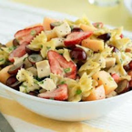 Chilled Creamy Poppyseed Pasta and Fruit Salad