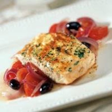 Fish - Grilled Salmon & Tomato Olive Salad