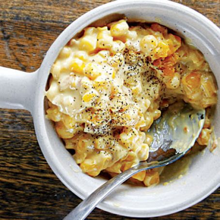 Corn Casserole with Cheddar and Bacon Recipe | SAVEUR
