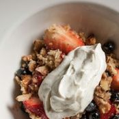 Berry Crisp with Vanilla-Goat Cheese Mousse