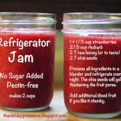 Strawberry-Rhubarb Refrigerator Jam (Pectin-free and no REFINED sugar added)