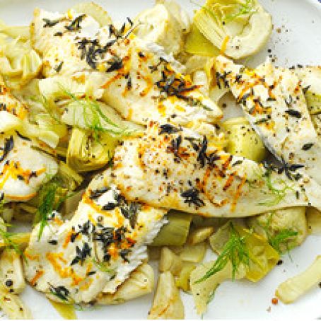 Seared Flounder with Orange, Fennel and Artichoke