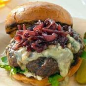 Burgers with Red Onion Marmalade and Maytag Blue Cheese